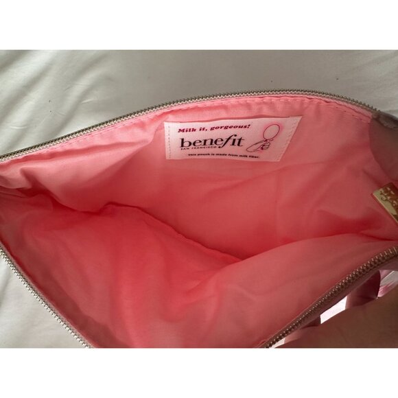 NWT Benefit Pink Is My Happy Place Branded Flat Makeup Skincare Travel Bag Pink - Picture 3 of 4